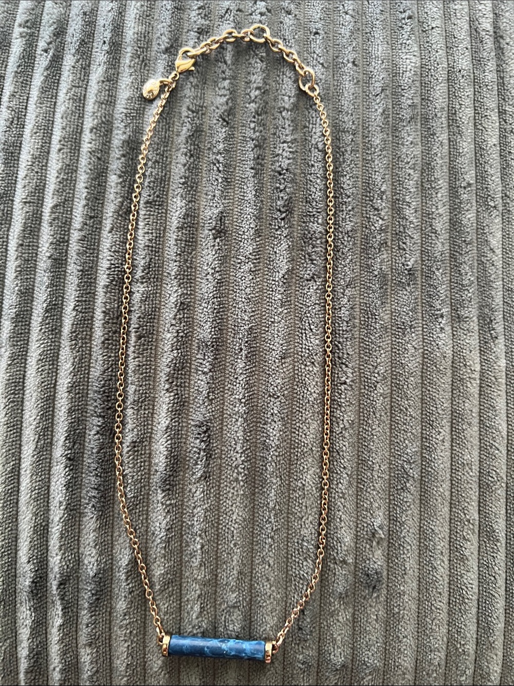 J. Crew Gold-Tone Necklace with Blue Stone Bar